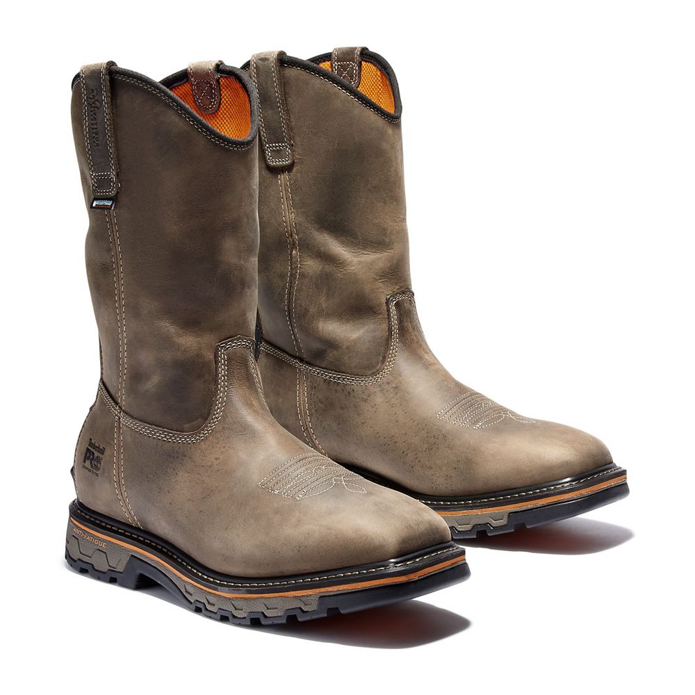 Botas Pro Timberland Argentina Hombre - Pro True Grit Waterproof Soft-Toe Pull-On - Marrones - SEOJK